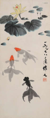 吴作人(1908-1997)荷花金鱼