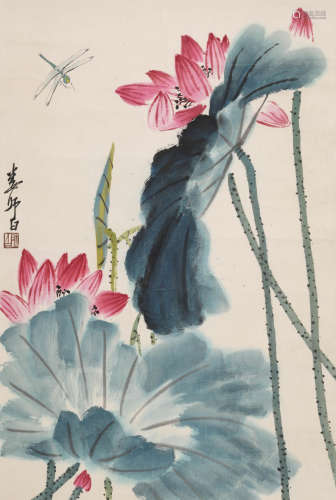娄师白(1918-2010)荷花蜻蜓