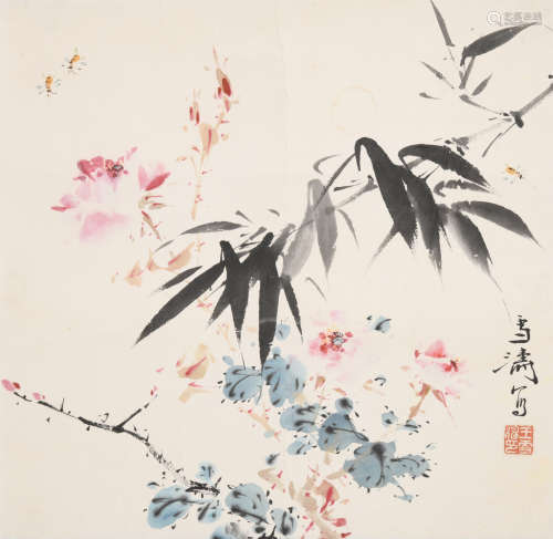 王雪涛(1903-1983)牡丹蜜蜂
