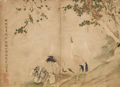 陈书(1660-1736)梅鹤图