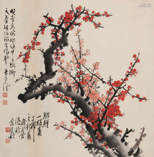 王成喜(b.1940)、董寿平(1904-1997)梅花