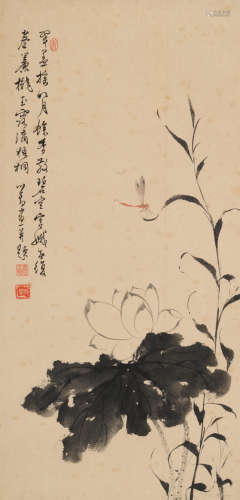 溥儒(1896-1963)荷花蜻蜓