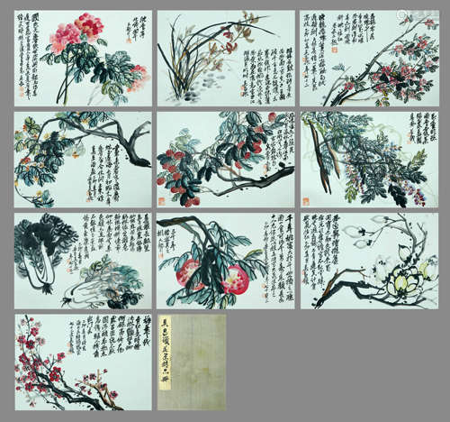 吴昌硕 花果十开册页 设色纸本册页