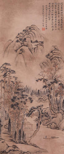 A Chinese Landscape Painting On Paper, Hanging Scroll, Shen ...