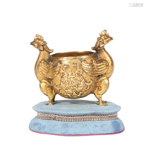 A Gilt-Bronze Tripod Censer