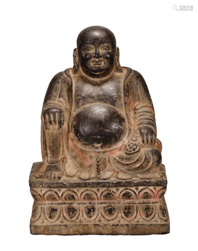 A Carved Stone Figure Of Maitreya Buddha