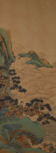 A Chinese Landscape Painting On Silk, Hanging Scroll, Qiu Yi...