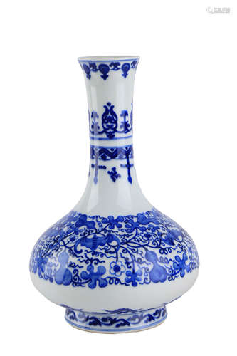 A Blue And White Bat And Gourd Long-Necked Vase