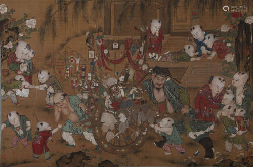 A Chinese Figure Painting On Silk, Mounted, You Qiu Mark