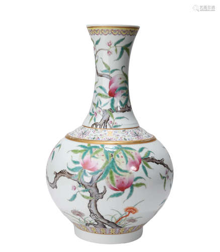 A Famille Rose Peach Vase