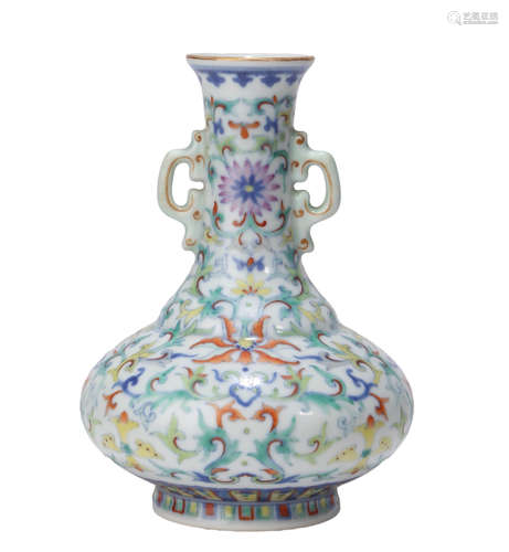 A Doucai Lotus Handled Vase