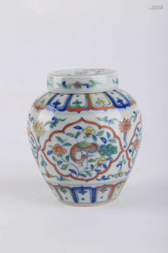 A Doucai Flower Jar And Cover