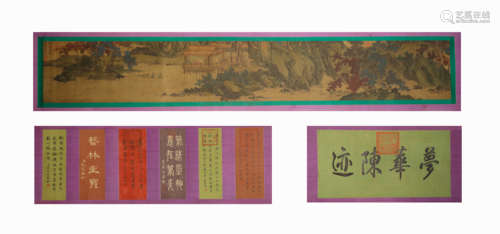 A Chinese Landscape Painting On Silk, Handscroll, Tang Yin M...