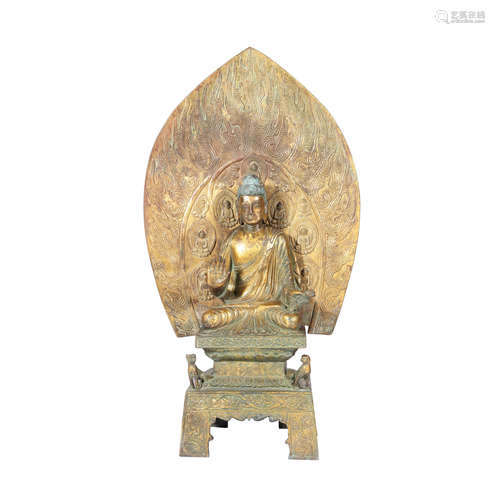 A Gilt-Bronze Figure Of Buddha Shakyamuni