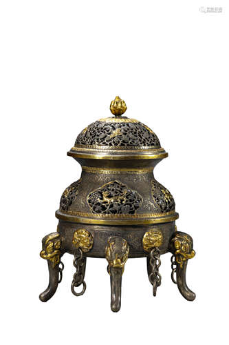 A Gilt-Silver Incense Burner