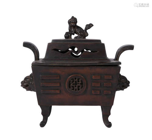 A Trigrams Lion Incense Burner