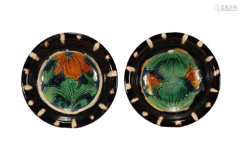 A Pair Of Sancai-Glazed Dishes