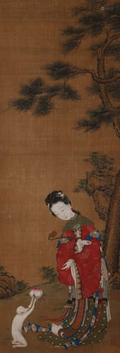 A Chinese Figure Painting On Silk, Mounted, Anonymous