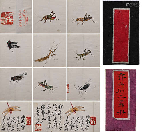 A Chinese Insect Painting On Paper, Album, Qi Baishi Mark