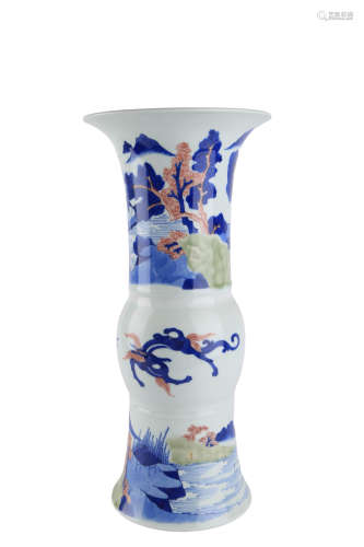 An Underglaze-Red And Blue Gu-Form Vase