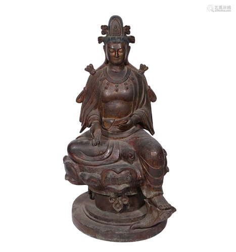 A Bronze Figure Of Guanyin