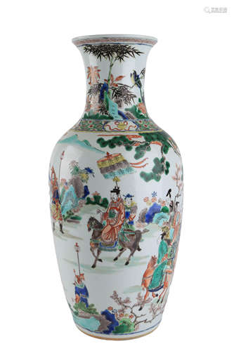 A Wucai Figural Baluster Vase