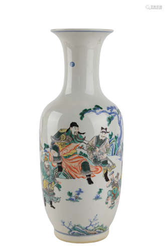 A Blue And White Wucai Figural Vase