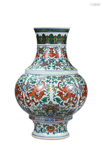 A Doucai Phoenix Olive-Shaped Vase