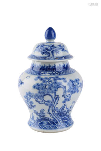 A Blue And White Dragon Jar And Cover