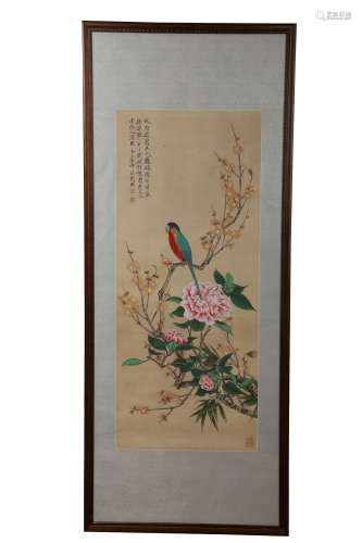 A Chinese Flower And Bird Painting, Ink And Color On Silk, M...