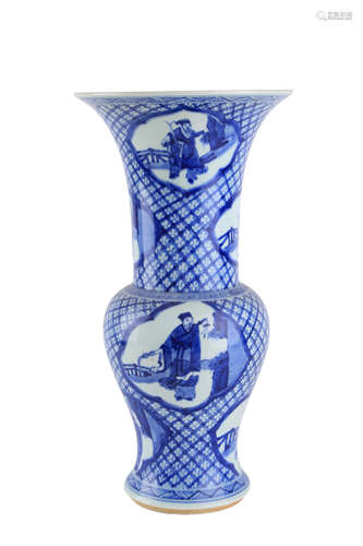 A Blue And White Figural Gu-Form Vase