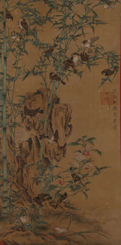 A Chinese Flower And Bird Painting On Silk, Mounted, Zhao Ji...