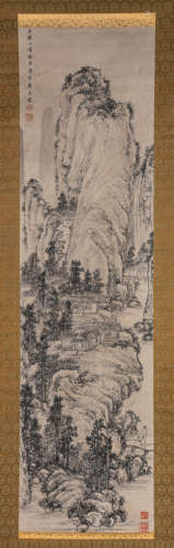 A Chinese Landscape Painting On Paper, Hanging Scroll, Tang ...