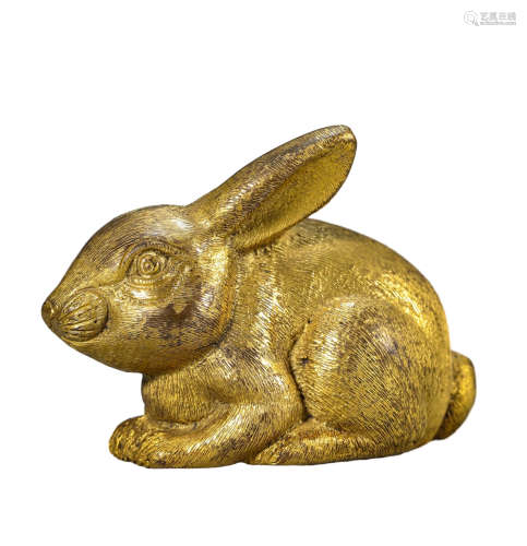 A Gilt-Bronze Rabbit-Shaped Paperweight