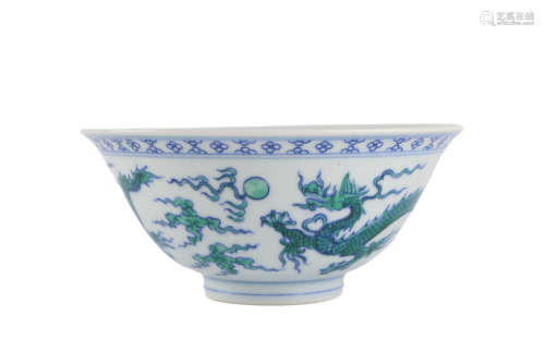 A Blue And White Doucai Dragon Bowl