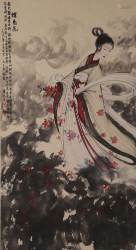 A Chinese Figure Painting On Paper, Hanging Scroll, Fu Baosh...