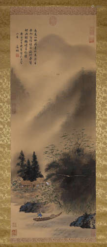 A Chinese Landscape Painting On Silk, Hanging Scroll, Wen Zh...