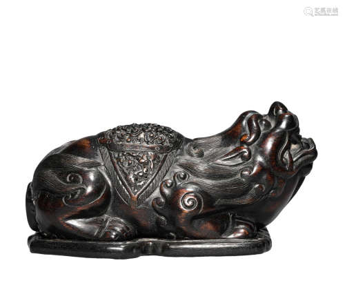 A Carved Wood Lion Group