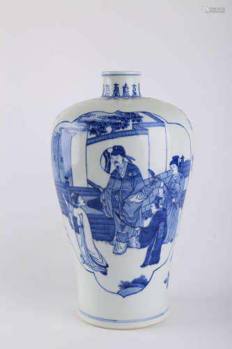 A Blue And White Figural Meiping