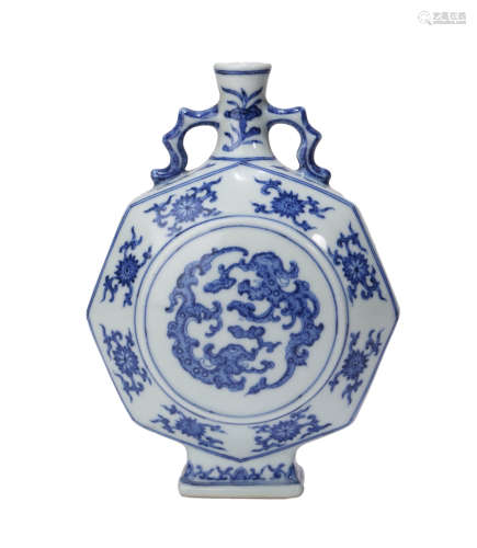 A Blue And White Flower Moonflask