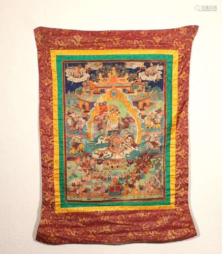 Tibetan Yellow Jambhala Tangka Painting