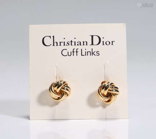 Christian Dior Gold Tone Knot Cufflinks