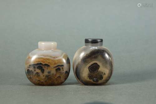 Pair of Agate Snuff Bottle