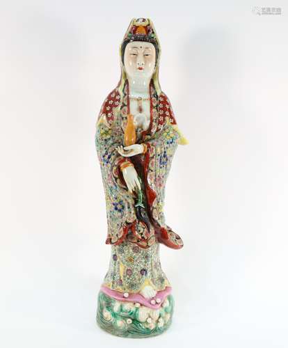 Famille Rose Porcelain GuanYin Figure