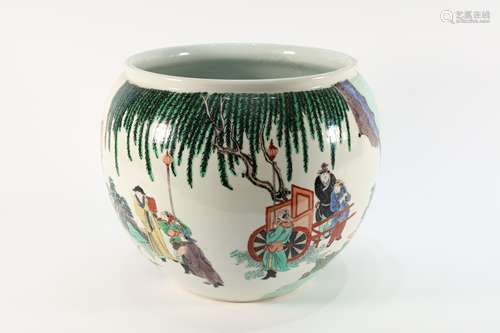 Wucai Character Story Porcelain Jar