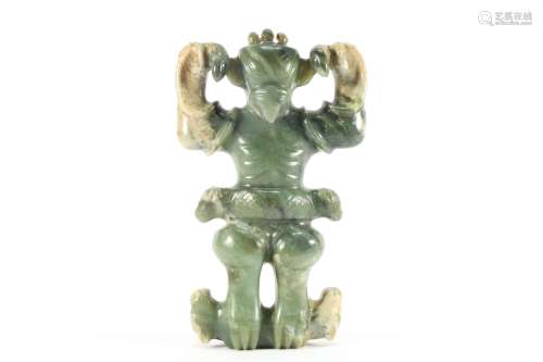 HongShan Jade Eagle God with Snake Figure
