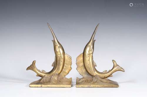 Pair Of Bronze Philadelphia Swordfish Bookends