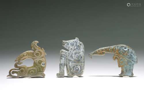 Group of Three Jade Animals Flake
