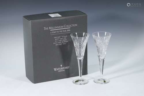 Pair Of Waterford Crystal Champagne Toasting Glasses