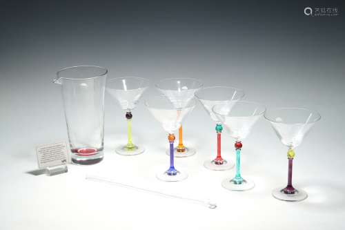 Ivat MCM Italian Art Colorful Martini Glasses Set 6 With Pit...